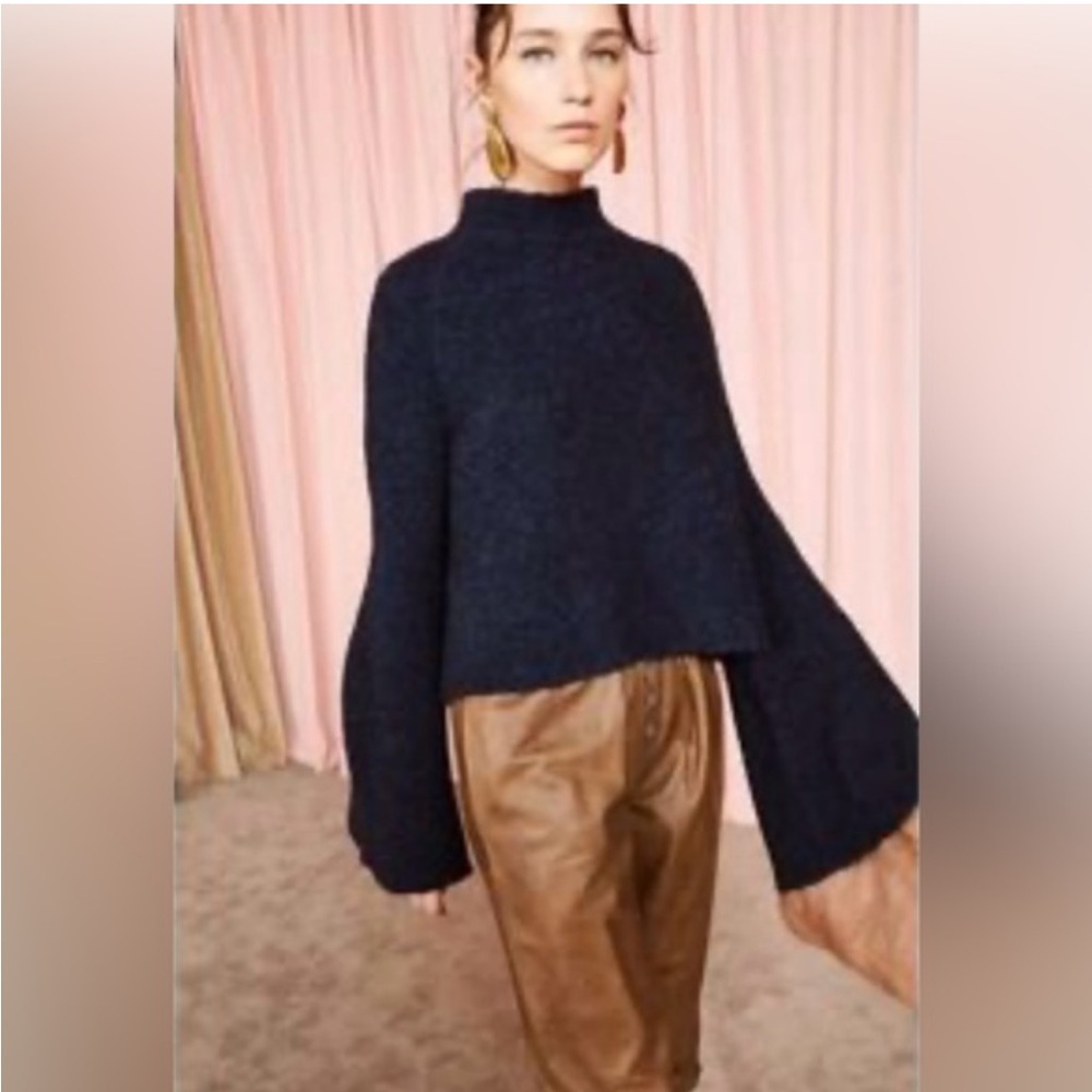 Ulla Johnson Amina Mock Neck Bell Sleeve Sweater S